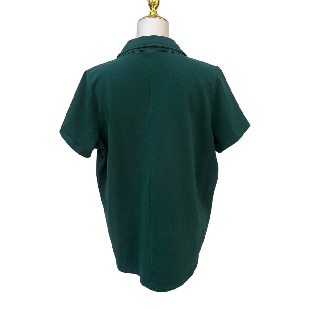 Universal Standard Varsity French Terry Polo Top XS 10/12 Green Split Neck - Picture 4 of 9